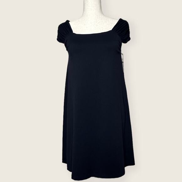 NWT | Susana Monaco | Gathered Shoulder Flare Dress | Black | Small - Picture 1 of 10
